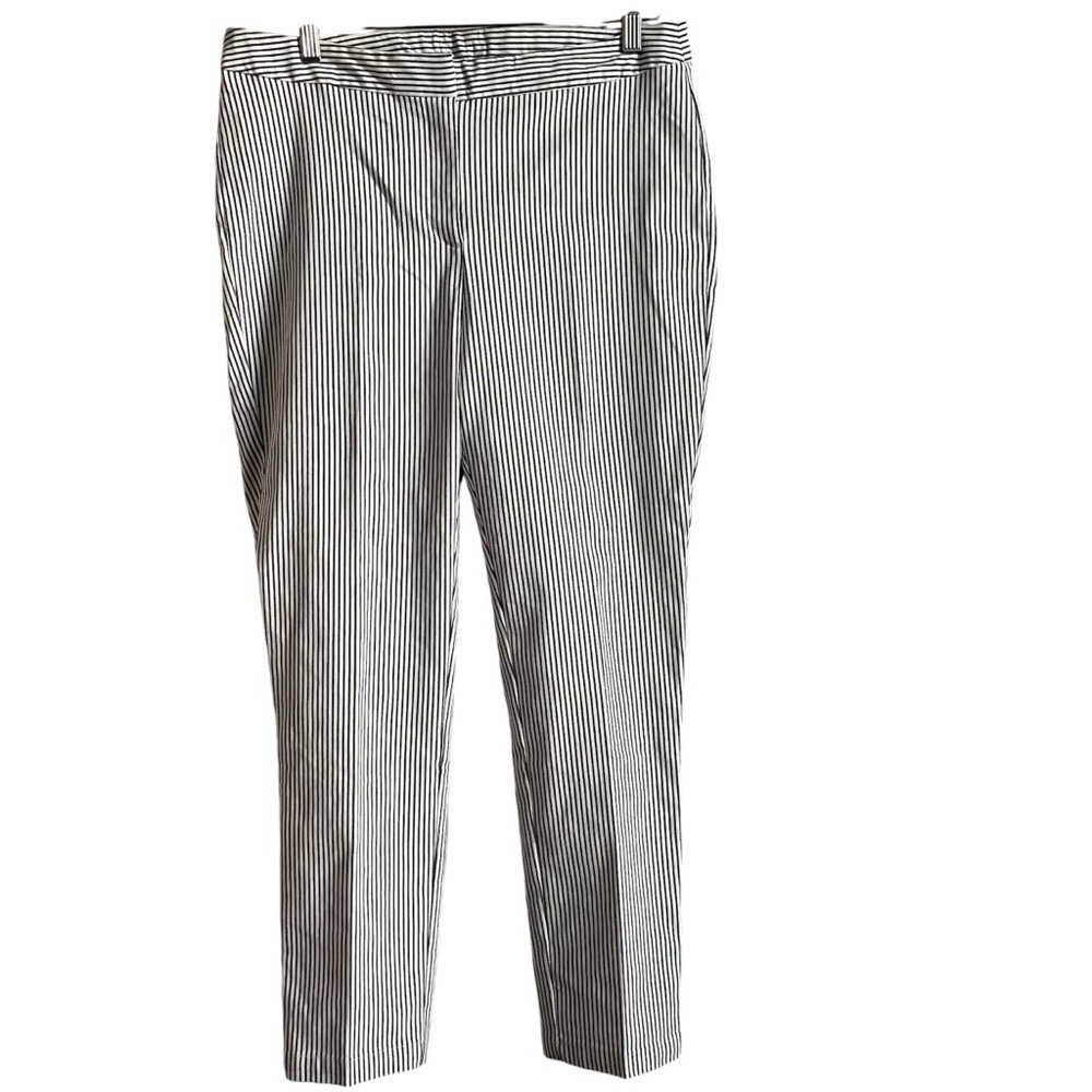 Adrianna Papell Women's 10 Straight Leg Pinstripe Dark Grey/White‎ Work Pants